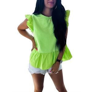 NEW STRUT & BOLT true to you ruffle sleeve top in green
